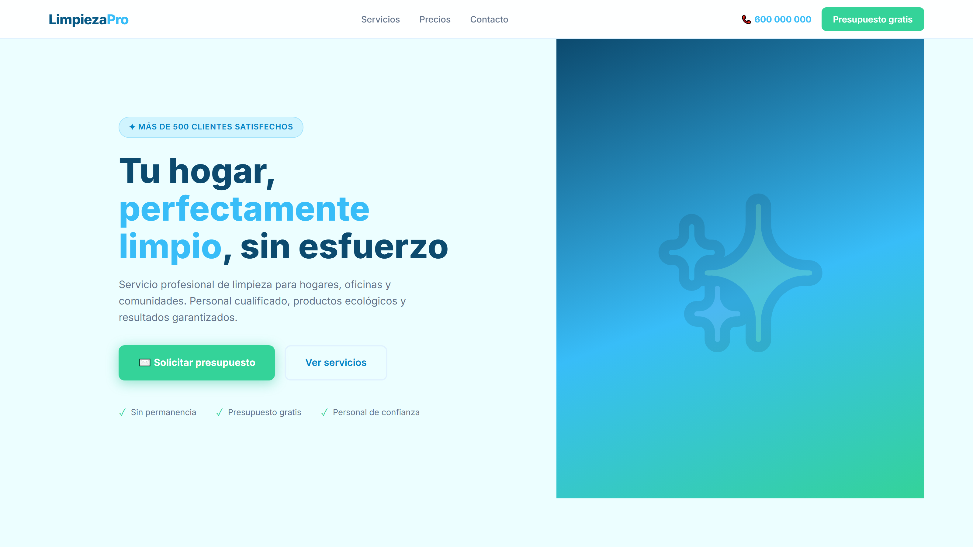 Captura de la empresa de limpieza demo