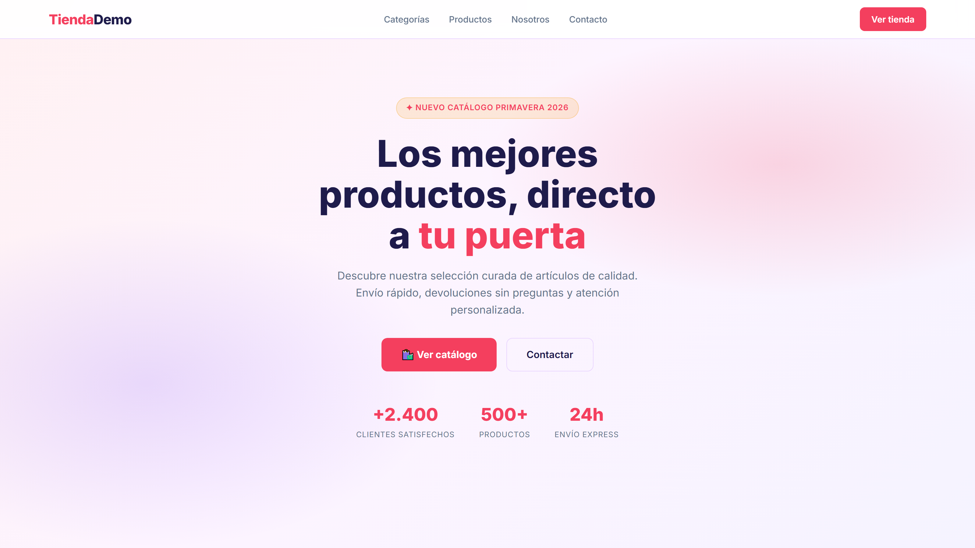 Captura de la tienda online demo